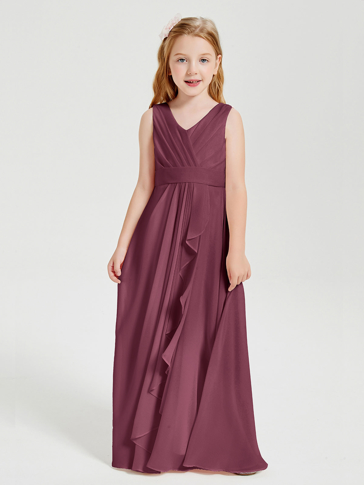 Boho Long Chiffon Bridesmaid Gown Mulberry